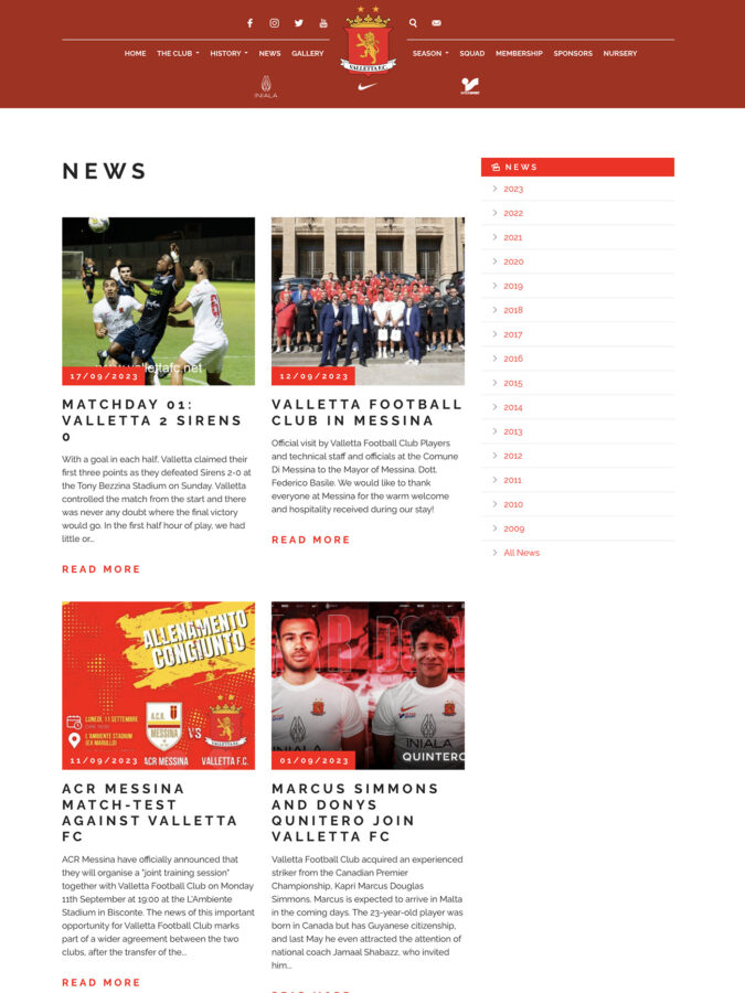 Valletta FC new website